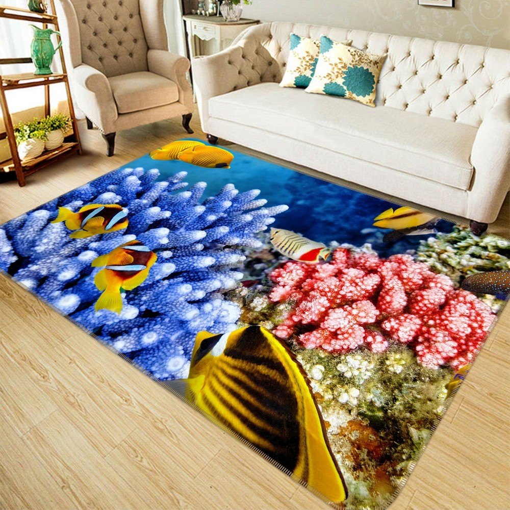 3D Blue Pink Coral O3103 Animal Non Slip Rug Mat Elegant Photo Carpet Fay