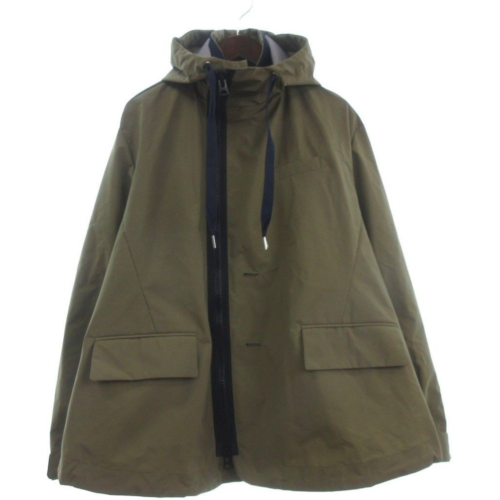 Sacai Bonding Hooded Jacket Green Nylon Size 1 Excellent Condition