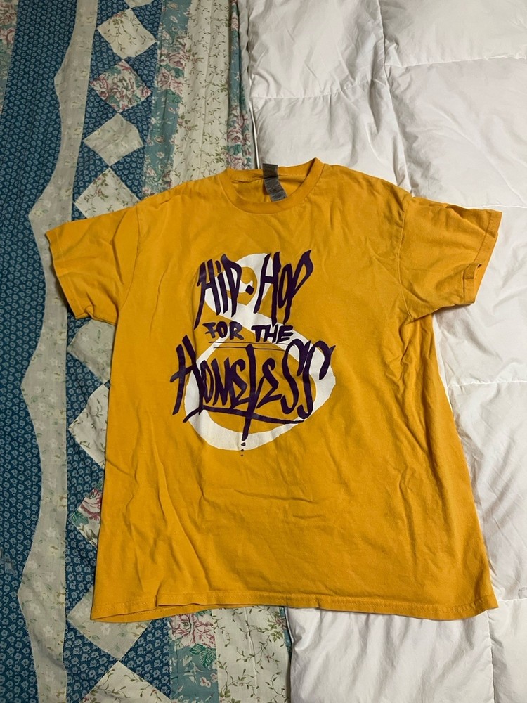 Hip Hop for Homeless Men's Medium Shirt Yellow Short Sleeve