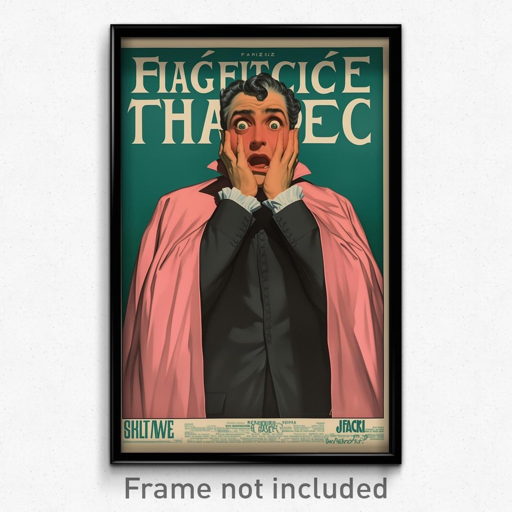 Luxurious Pink Cape Art Print - Shocked Man French Movie Poster