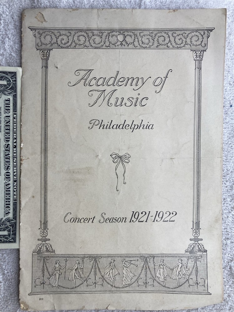 1921 1922 Academy of Music Philadelphia Concert Season Program Vintage-image
