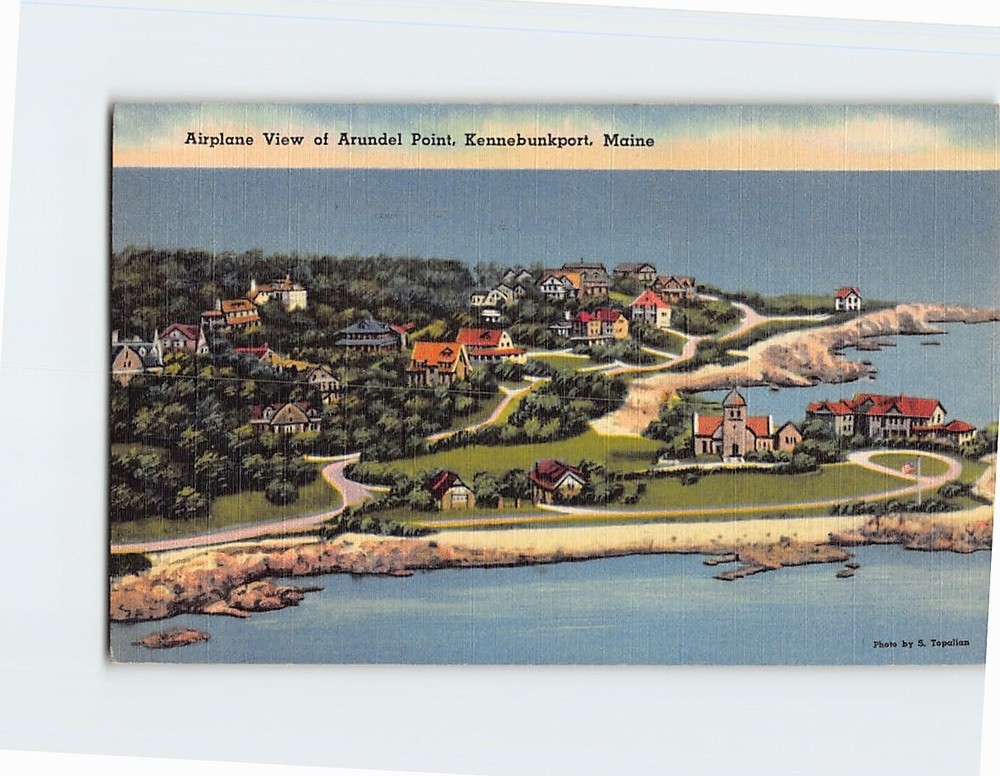 Postcard Aerial View Arundel Point Kennebunkport Maine USA