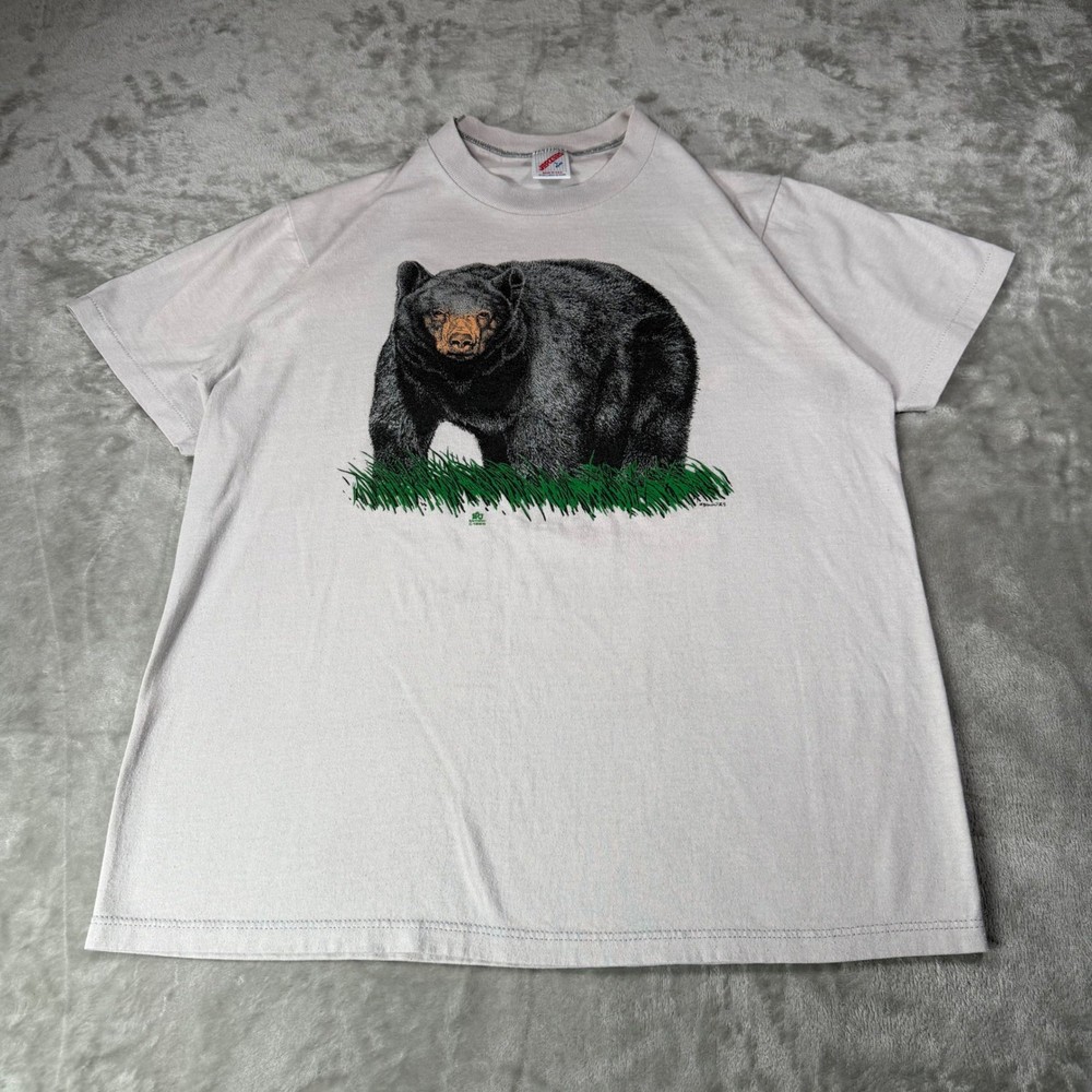 Vintage 1985 Black Bear Nature T Shirt Mens XL USA Single Stitch Jerzees Tee