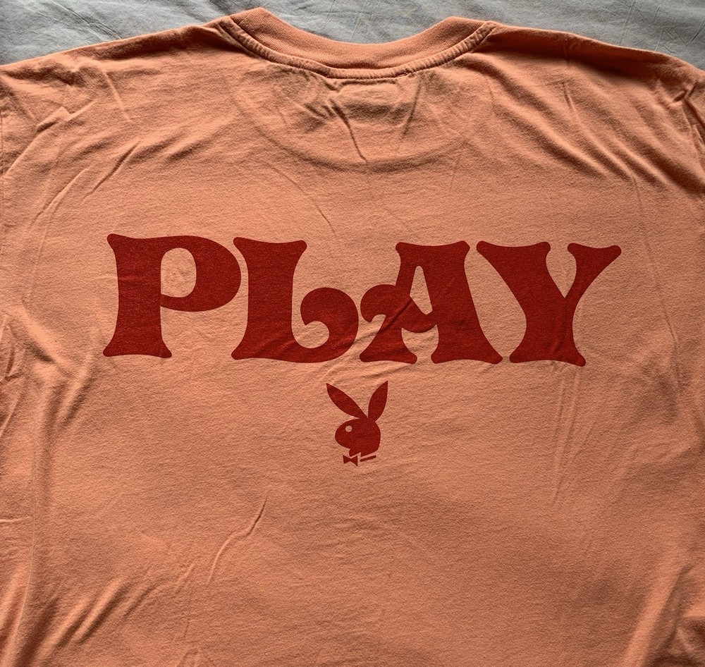 Playboy Bunny Logo Graphic T-Shirt Pink Men's Crew Neck Short Sleeve Fits L-XL
