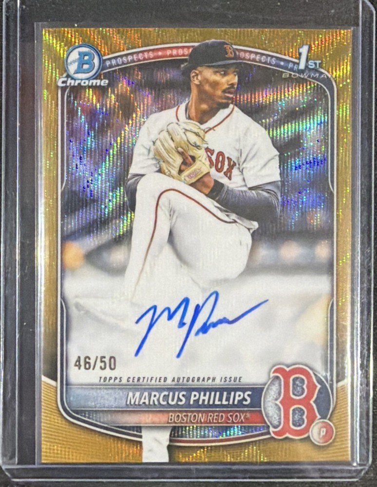 2025 Bowman Draft Marcus Phillips Gold Wave Auto /50 Boston Red Sox #CPA-MP