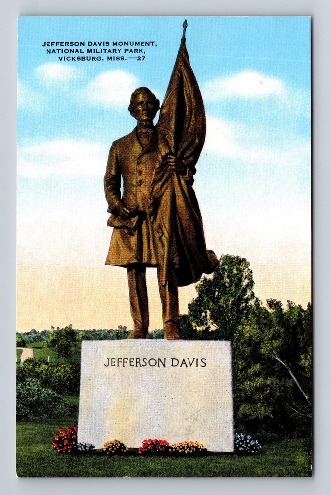 Vicksburg MS-Mississippi, Jefferson Davis Monument, Vintage Postcard