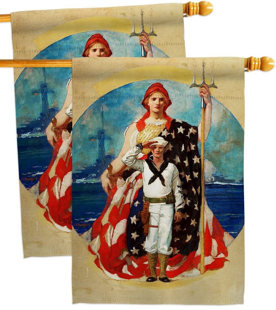 Navy Wartime House Flag 2 pcs Pack Armed Forces USN Seabee United State Ameri...