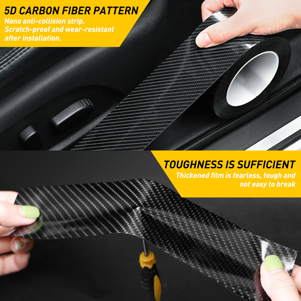 5D Carbon Fiber Car Scuff Plate Door Sill Cover Panel Step Protector Vinyl 300cm