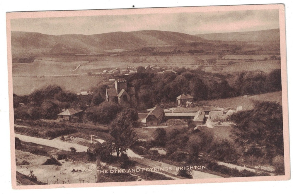 Antique 1920'S The Dyke And Village Of Poynings Brighton England Photogravure Pc