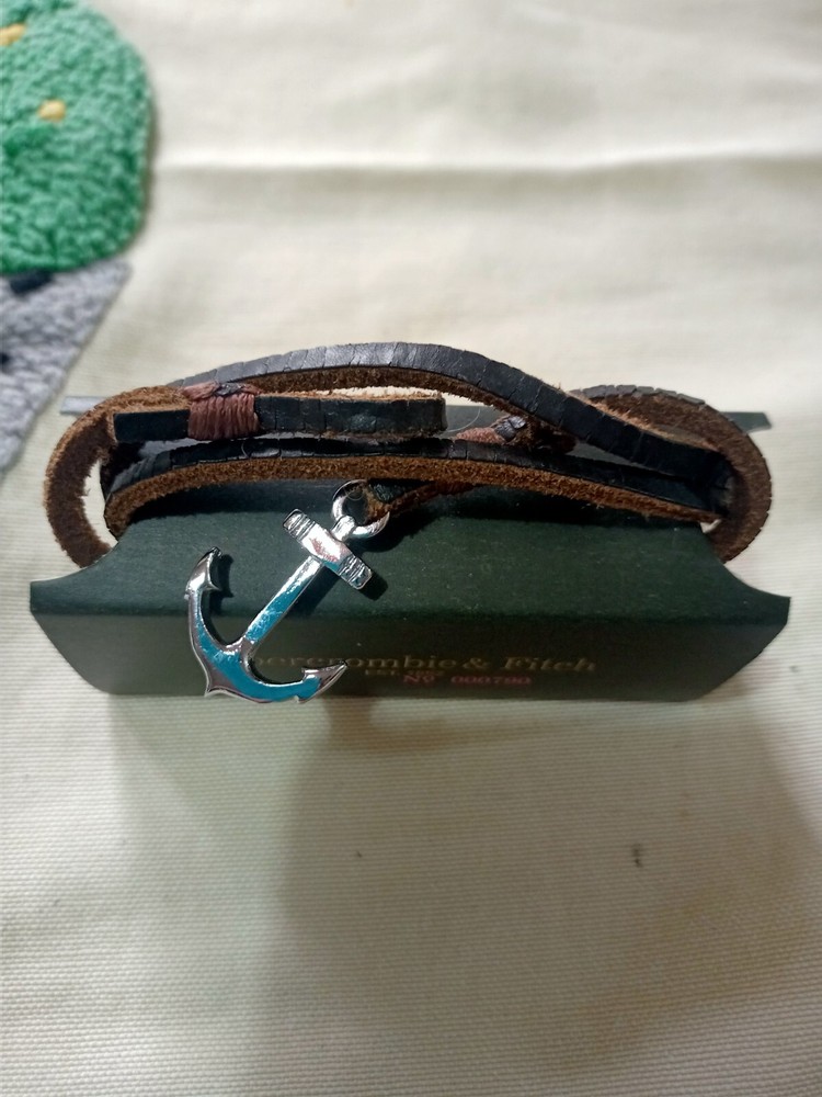 abercrombie fitch bracelet- Brown leather double wrap bracelet for men