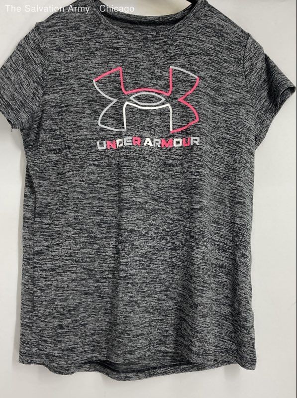 Under Armour Girls Gray Heather Short Sleeve Loose Pullover T-Shirt Size XL