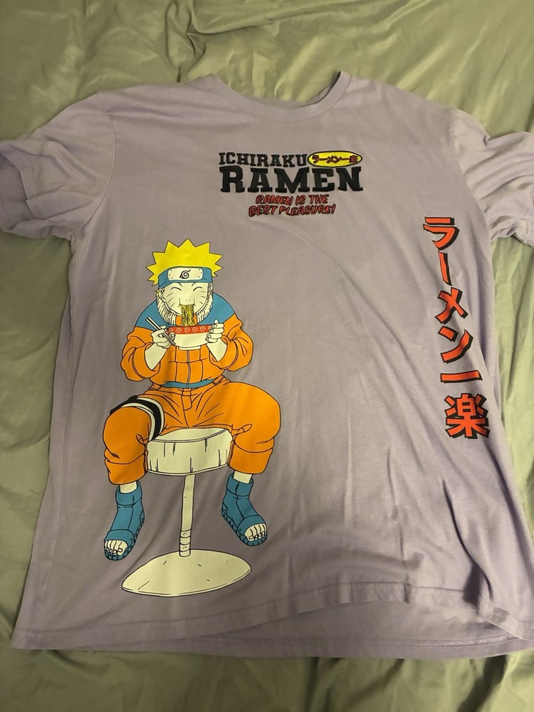 Naruto Ichiraku Ramen Anime Graphic T-Shirt Purple Size XL