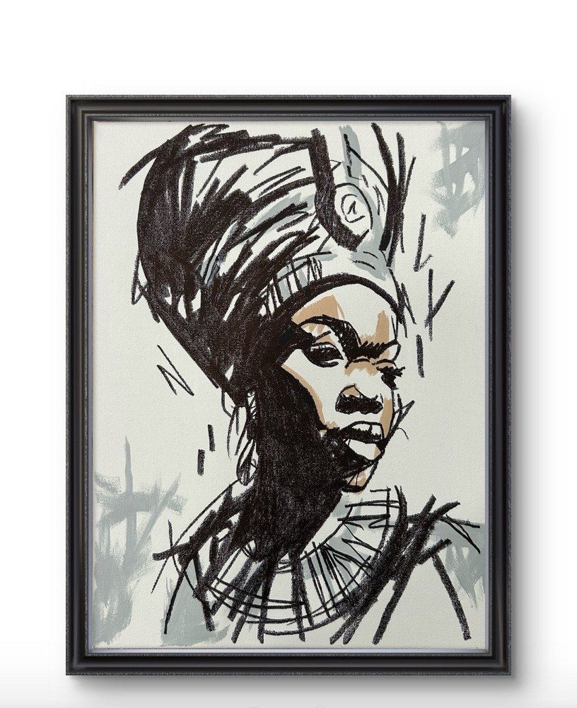 Original Abstract African Queen Painting 14x11 canvas Modern Wall Art Home Decor
