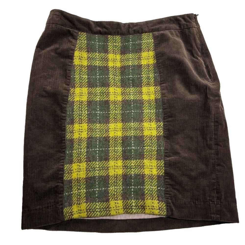 Anthropologie Corduroy Mini Plaid Y2k Clueless Witchy Maeve Pencil Skirt Sz 12