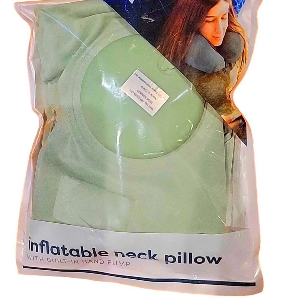 Vivitar Inflatable Neck Pillow W/ Built In Hand Pump Travel Pillow Blue