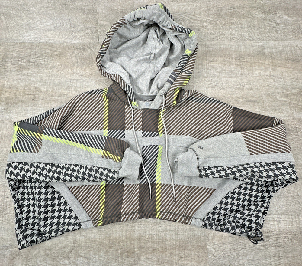 Adidas IVY Park Women’s Hoodie Medium M Gray Brown Plaid Houndstooth Pullover