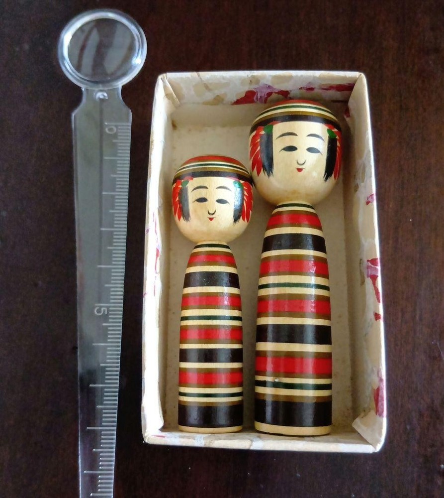 Kokeshi Doll Set of 2 Miniature Wooden Traditional Craft Gunma Japan New