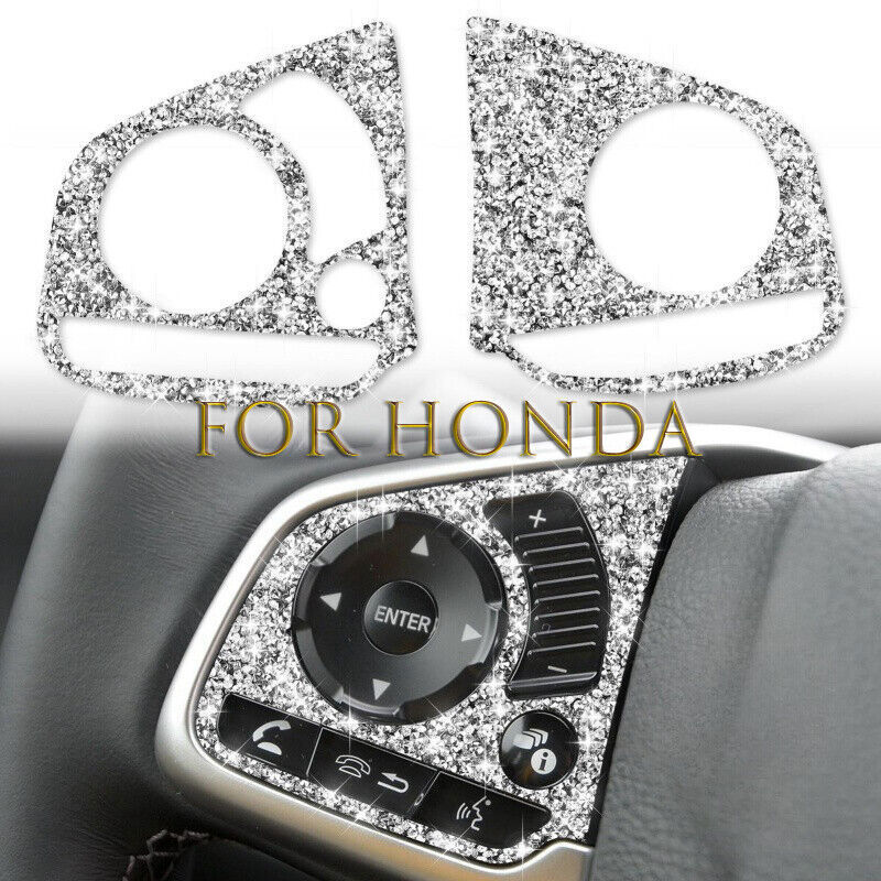 Bling Diamod Car Steering Wheel Button Cover Trim For Honda Civic 10th 2016-2019