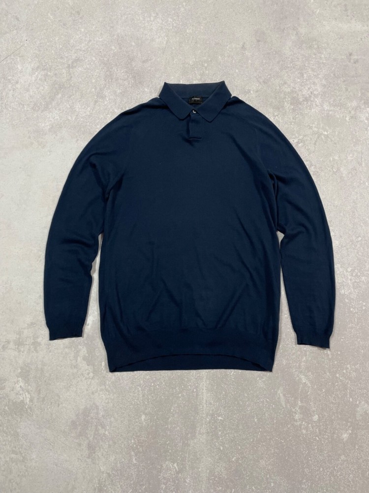 Jil Sander Collared Neck Blue Cashmere Sweater Long Sleeve Men's 48