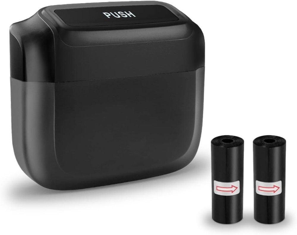 Mini Car Trash Can with Lid, Leakproof & Waterproof Auto Garbage  Color: Black