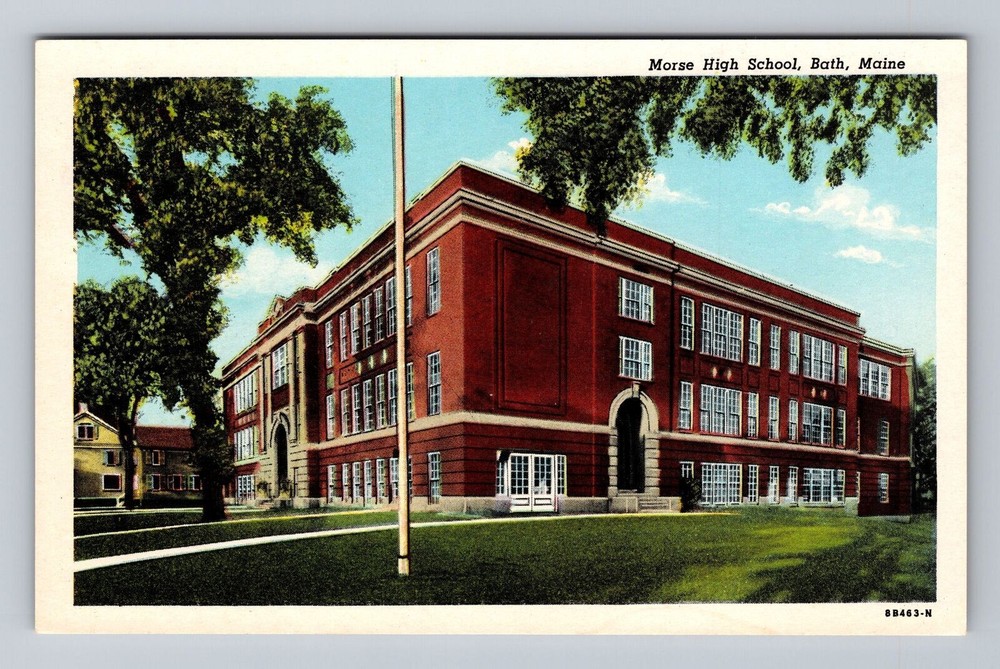 Maine ME Bath Morse High School Vintage Postcard