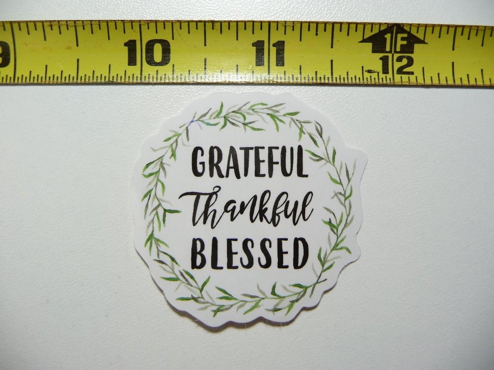 Grateful Thankful Blessed Sprigs Decal Sticker for Church Christian Faith Decor