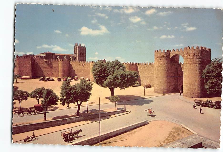 Postcard Saint Vincents door and Cathedral Ávila Spain