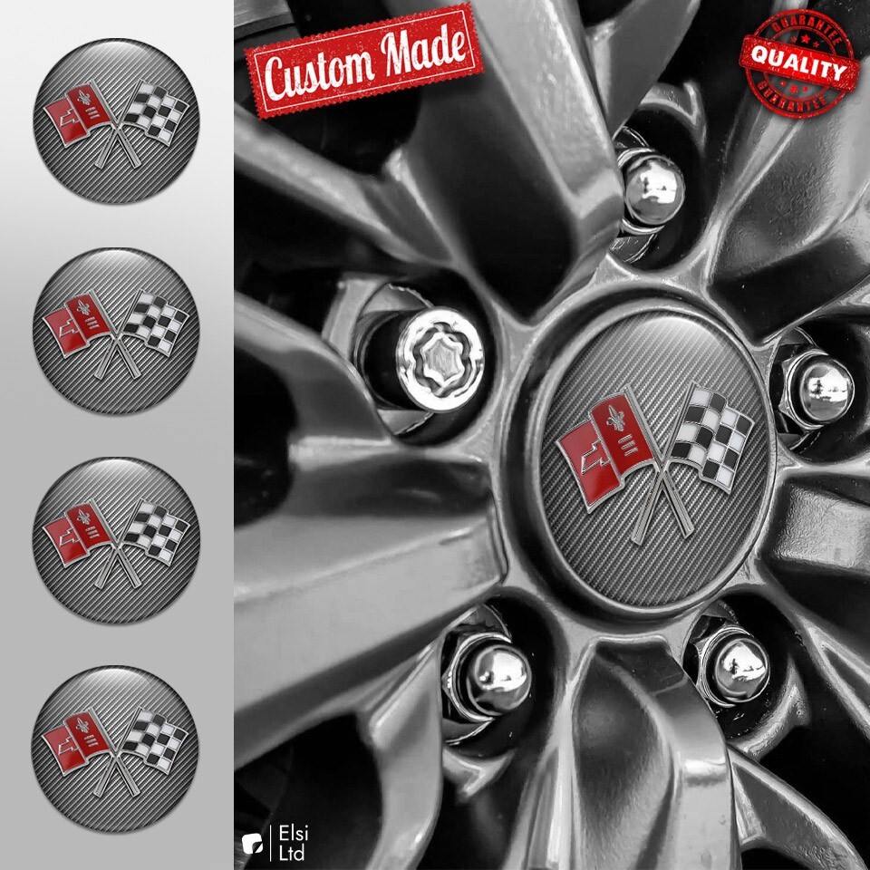 Custom Corvette Wheel Cap Decals - 4-Piece Set for Rims