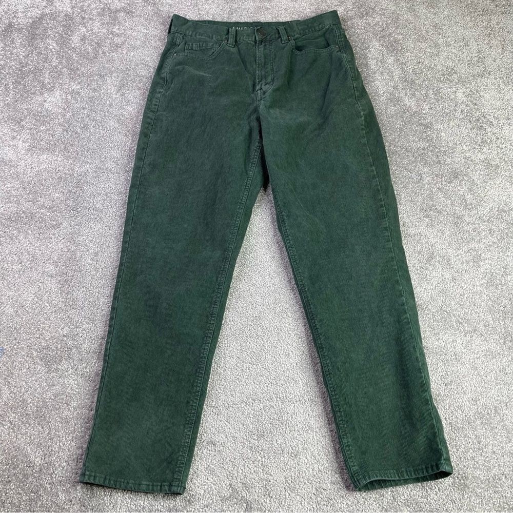 American Eagle Mom Pants Women's 6 Green Straight Ankle High Rise Corduroy