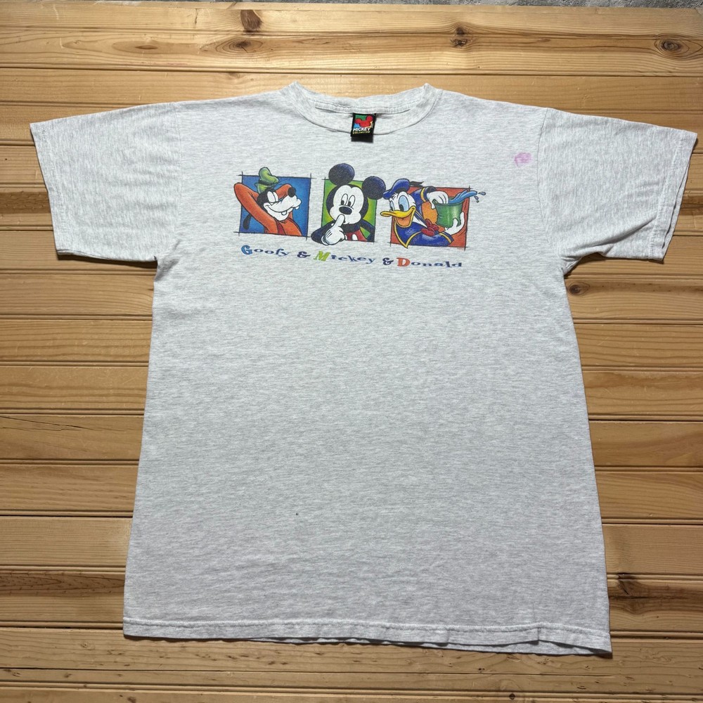 Vintage 90s Disney Mickey Unlimited Goofy Donald Heather Graphic T-Shirt - Large