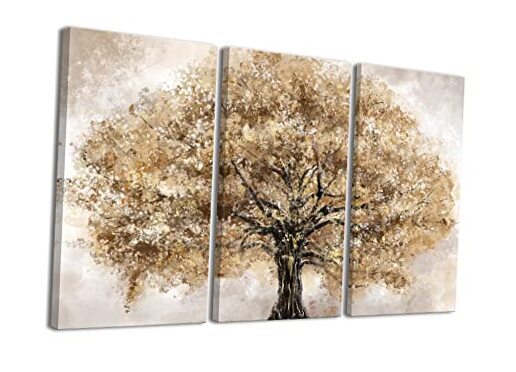 Modern 3-Panel Yellow Tree Canvas Wall Art - Nature Scenery Print K035