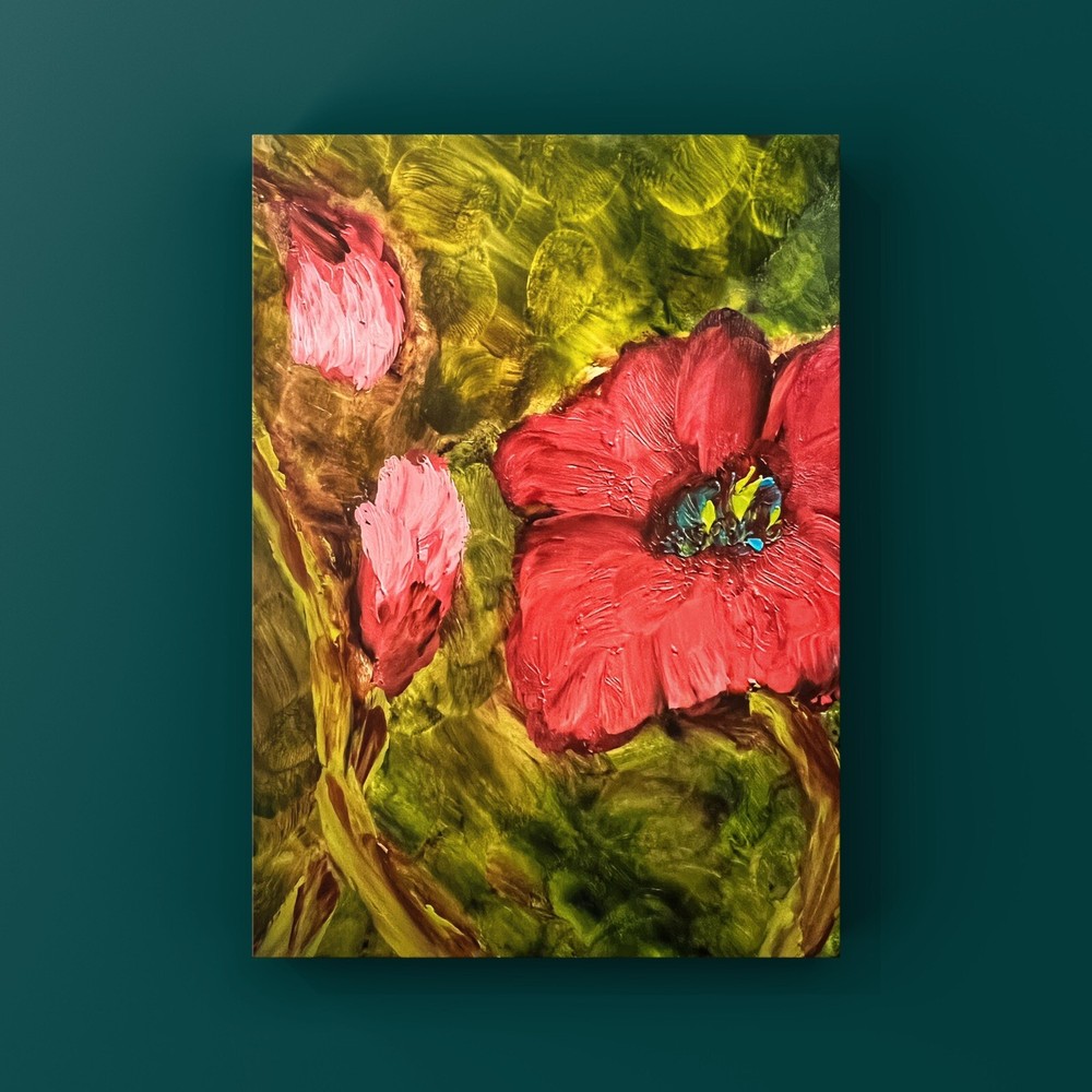 Original Ukrainian poppy oil painting small wall art gift