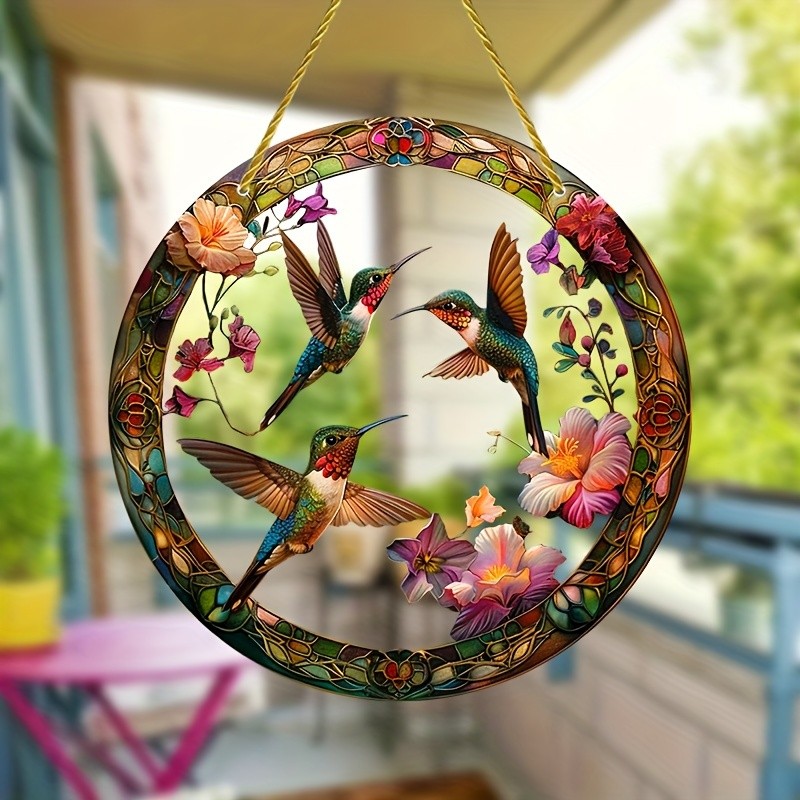 Hummingbird Flower Suncatcher for Garden Decor