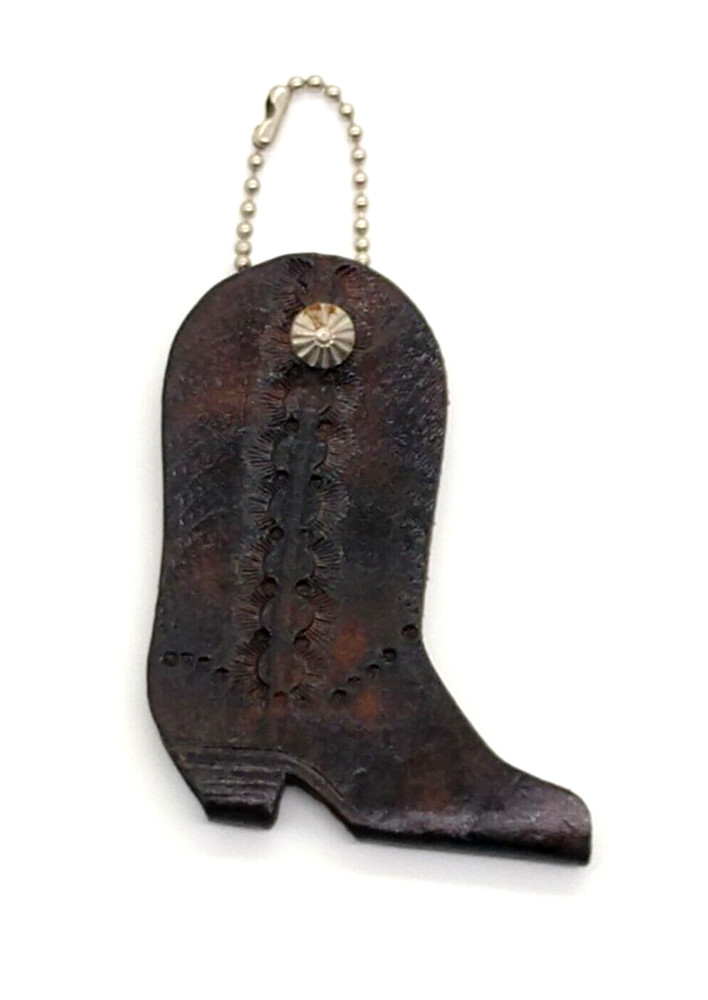 Vintage Leather Western Cowboy Cowgirl Boot Keyring Keychain