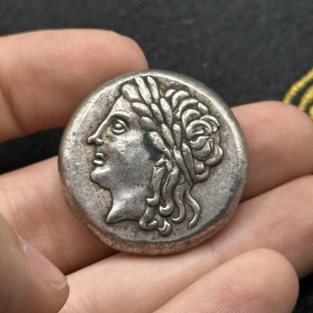 Immaculate Ancient Greek King Face Large Silver Coated Coin