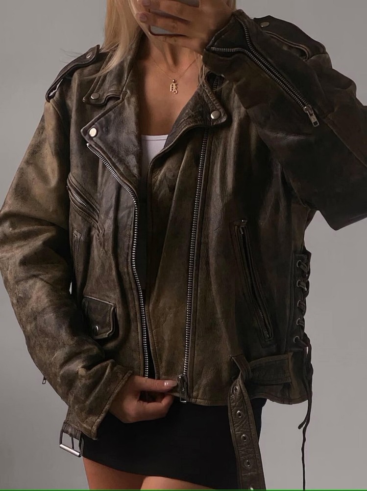 Womens Oversized Leather Jacket Women’s Handmade Brown Leather Fashion Jacket