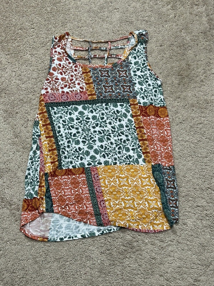 Maurices Womens Shirt Size XS Multicolor Print Strappy Back Lightweight Casual