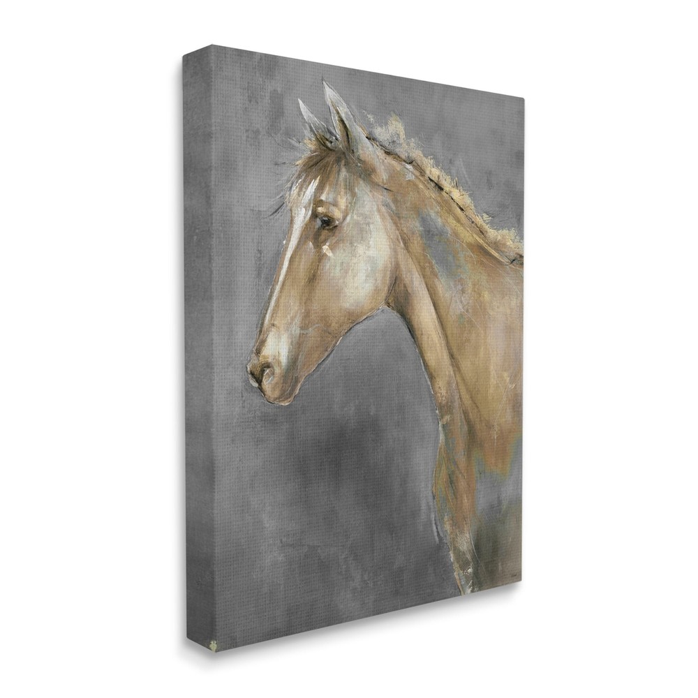 Stupell Classic Brown Horse on Gray Paintbrush Stroke