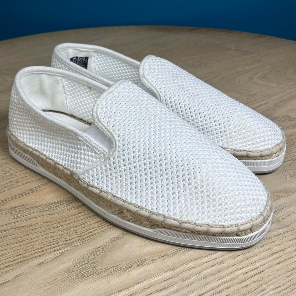 Aldo Men's Johnney White Slip On Woven Espadrille Casual Loafers Size 8
