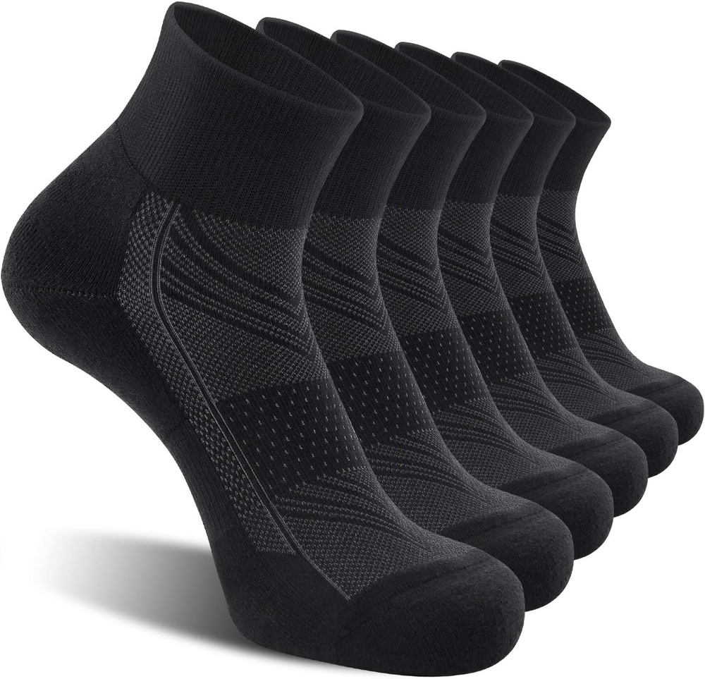 CelerSport 6 Pack Men's Ankle Socks with Cushion, Sport Athletic Running Socks