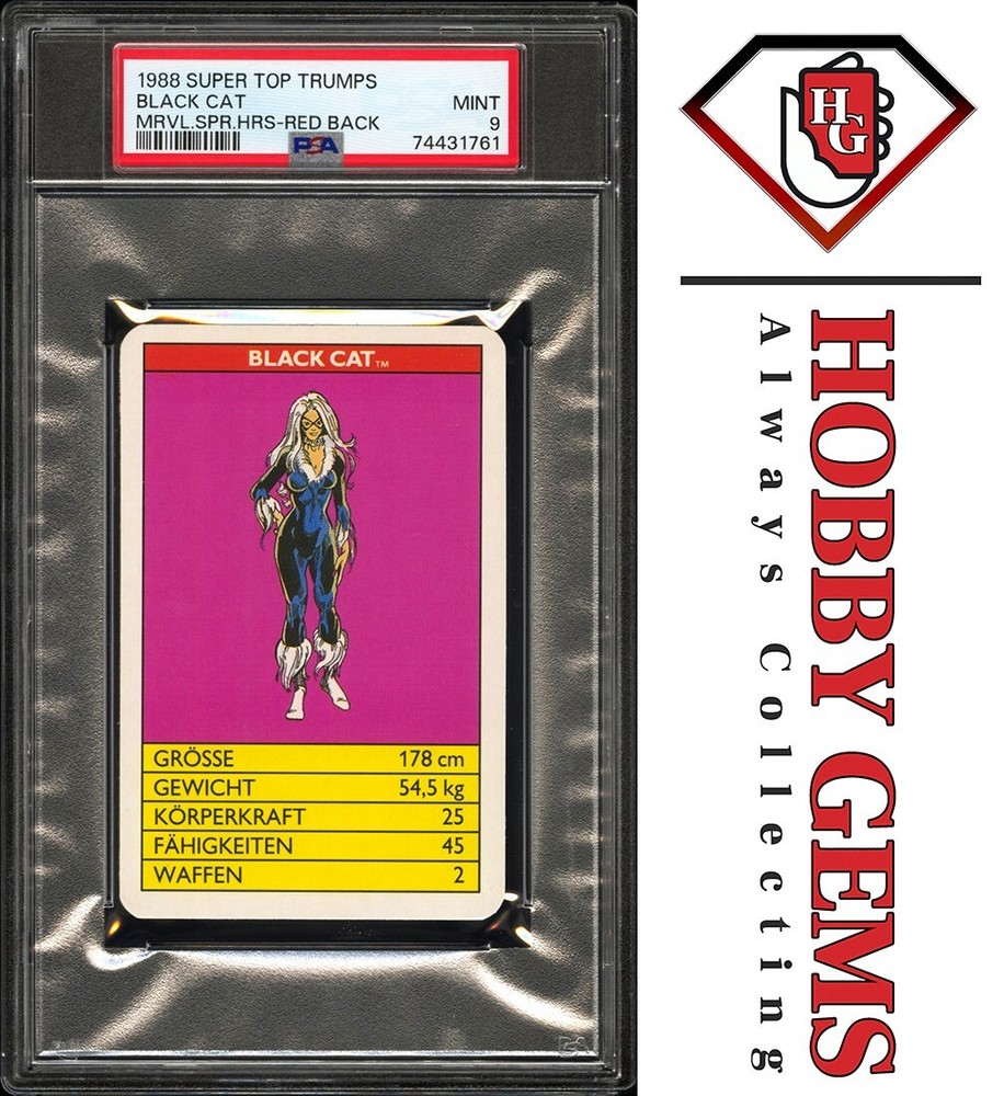 BLACK CAT PSA 9 1988 Super Top Trumps Marvel Super Heroes Red Back C1