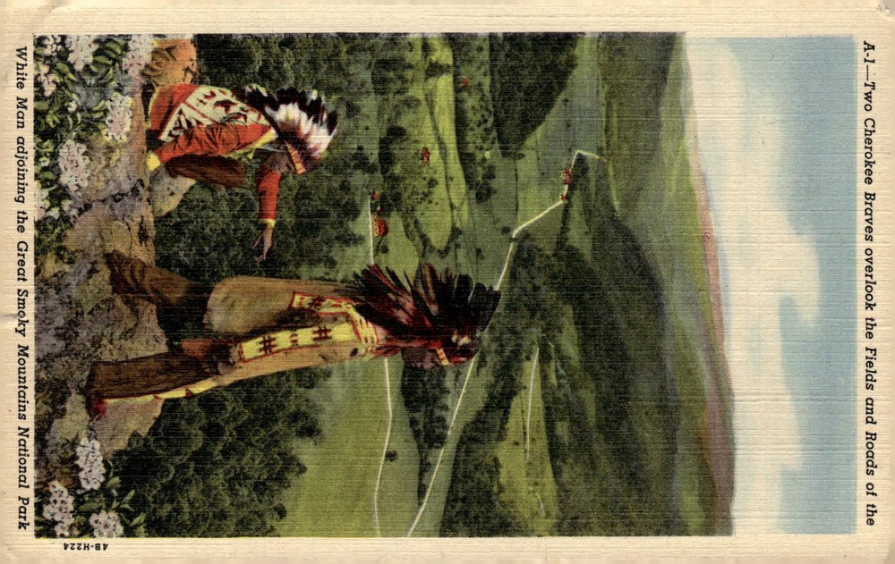 1940s Cherokee Braves Great Smoky Mountains National Park TN NC Linen Postcard