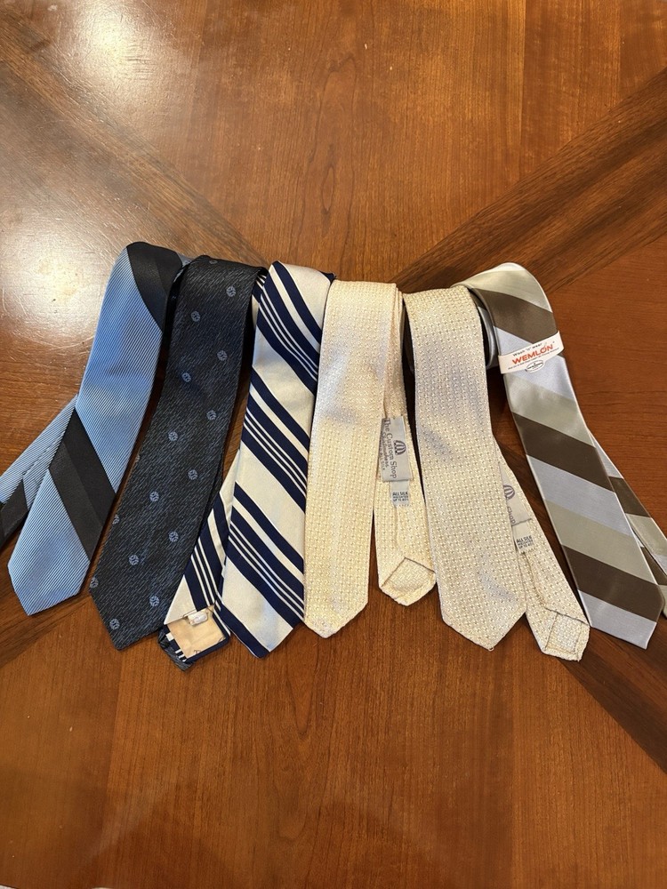 Vintage ‘60s Skinny Men’s Neckties Lot Of Six
