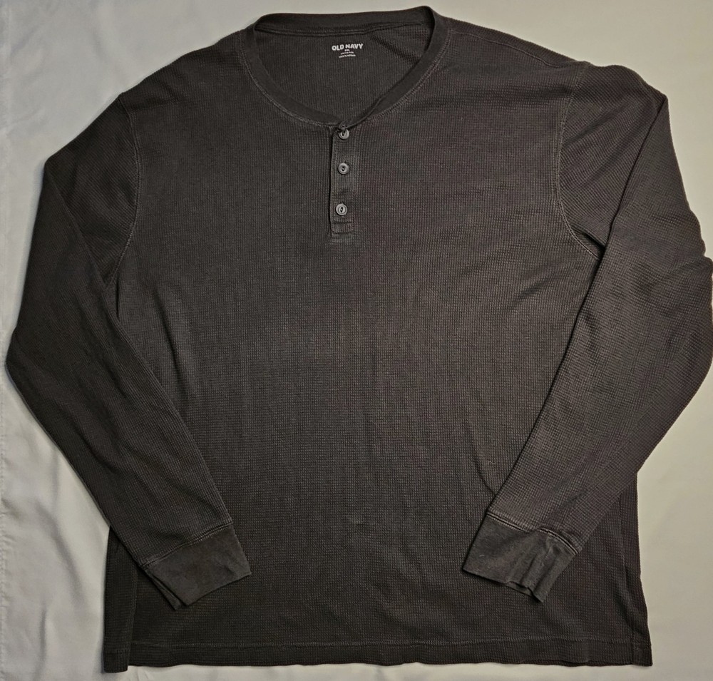 Mens Old Navy Long Sleeve Core Waffle Thermal Henley Shirt Size XXL 2XL