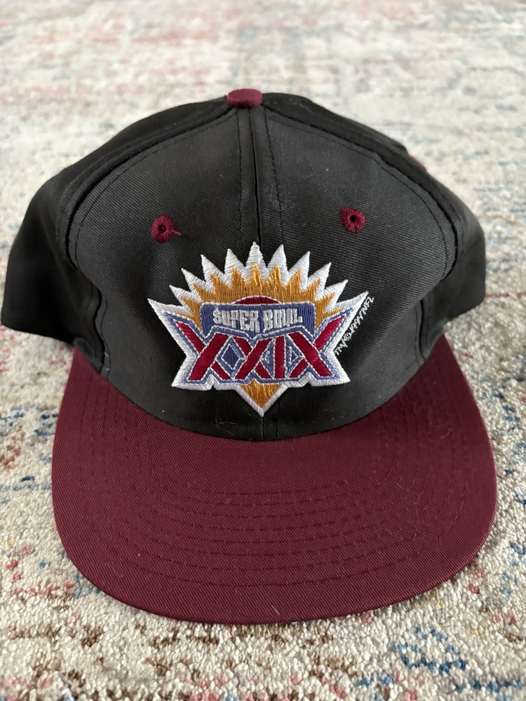 90s Vintage NFL Super Bowl XXIX Snapback Cap Black Burgundy