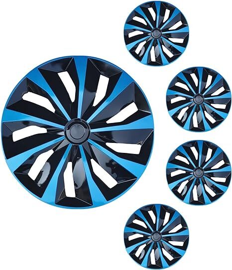 Black and Blue 4-Piece 17 Inch Universal Wheel Cover Hubcap Set