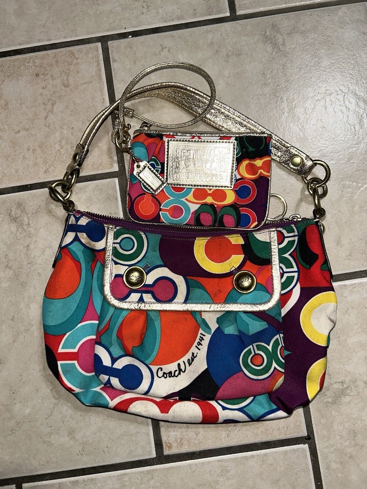 coach est 1941 poppy multicolor purse and wallet
