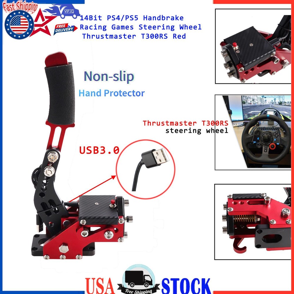 14Bit PS4/PS5 Handbrake for Racing Games Steering Wheel Thrustmaster T300RS Red
