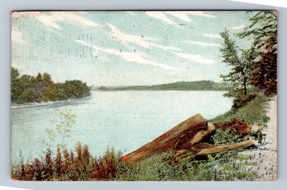 Terre Haute IN-Indiana Wabash River Vintage c1908 Postcard