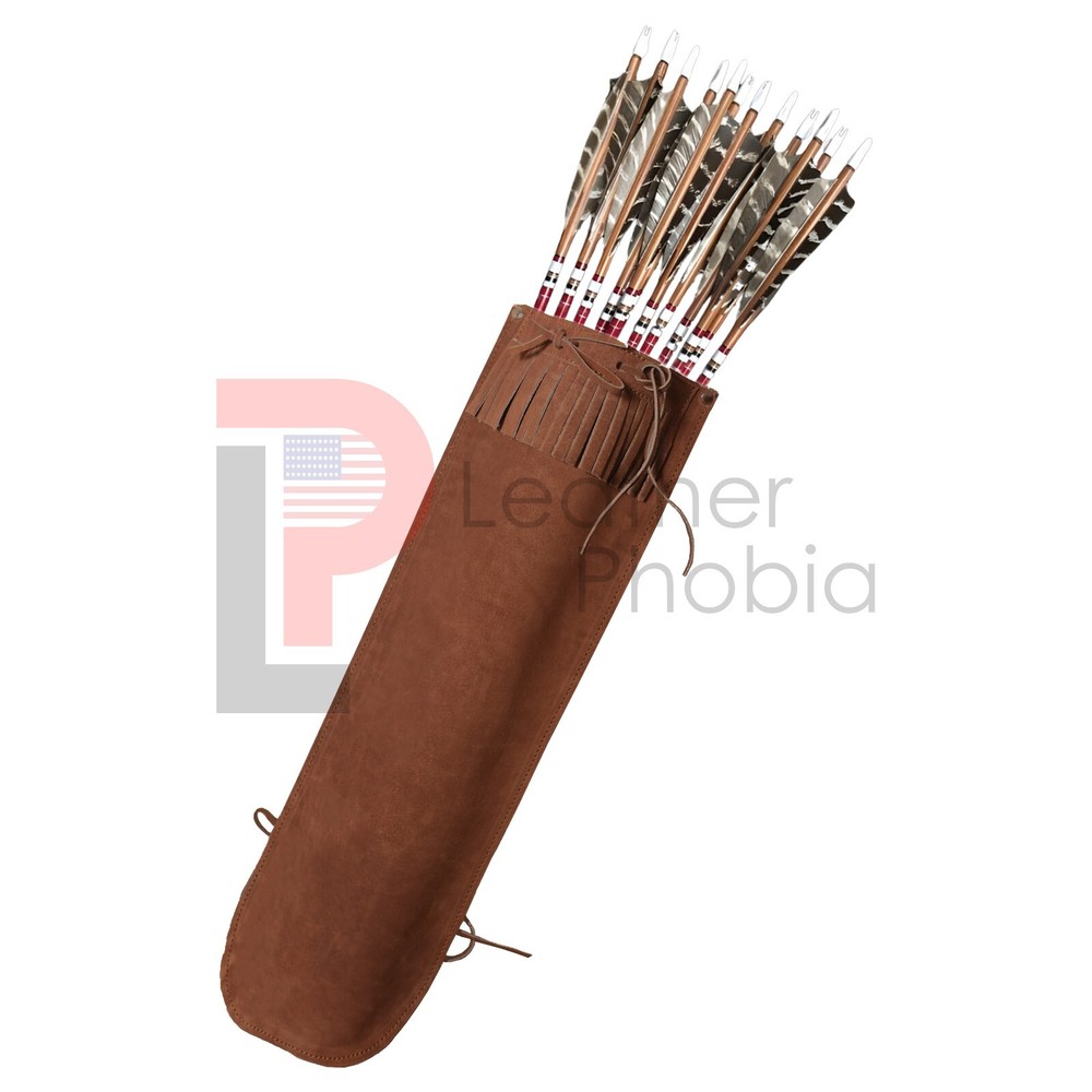 Archery Handmade Arrow Quivers Brown Back Genuine Leather Quiver for Hunting